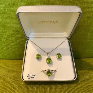 Peridot and sterling silver jewelry set